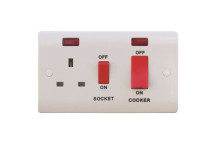 Double Pole 45A 2G Cooker Switch & Neon
