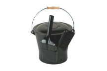 De Vielle Ash Bucket With Lid & Slot, Inc Shovel & Brush