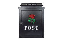 De Vielle Red Rose Diecast Post Box - Black