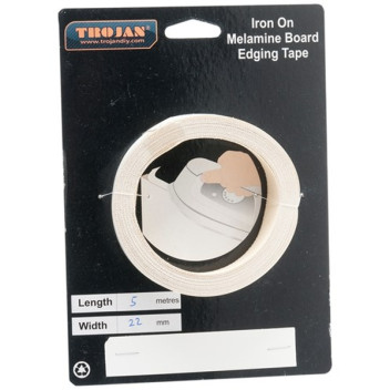 Trojan Melamine Iron On Edging Tape 5M X 22Mm White
