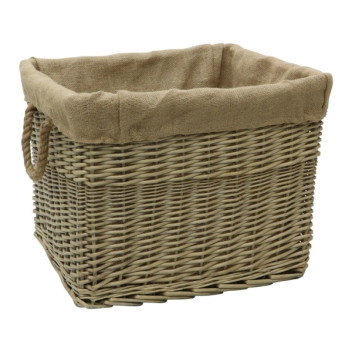 Rectangular Wicker Lined Log Basket