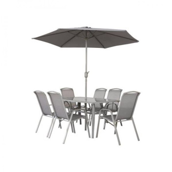 Napoli Garden Set (15M Rect Table 6 Chairs & Parasol)