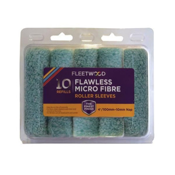 Fleetwood Flawless Micro Fibre Roller Sleeve 4\" - 10 Pack