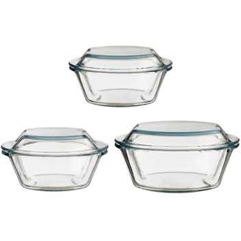Casserole Dishes With Lids High Borosilicate Glass Set Of 3
