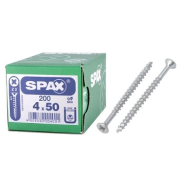 Spax Silver Chipboard Screw Pozi 4 X 50mm - 200 Pack