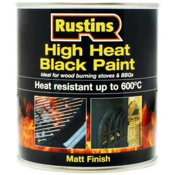Rustins High Heat Matt Black Paint 250ml