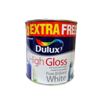 Dulux High Gloss Pure Brilliant White 750ml + 33% Free
