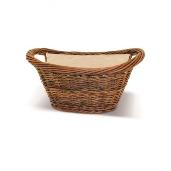 Sirocco Natural Wicker Oval Lined Basket With Canvas Liner