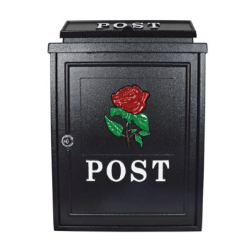 De Vielle Red Rose Diecast Post Box - Black