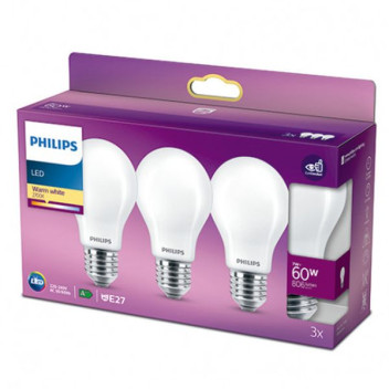 Philips Led Bulb 60W E27 3 Pk