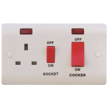 Double Pole 45A 2G Cooker Switch & Neon